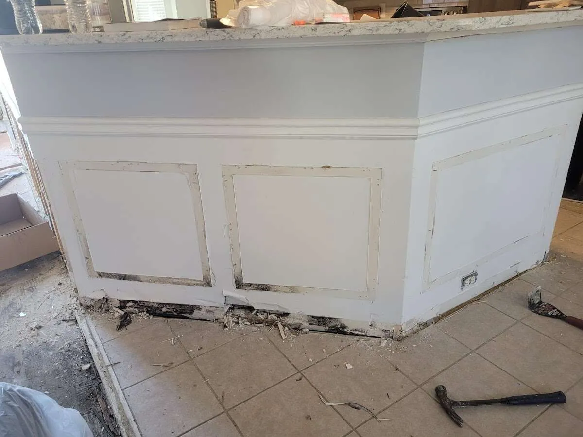 Water damage and mold on kitchen during Storm Damage Restoration in Beacon Square
